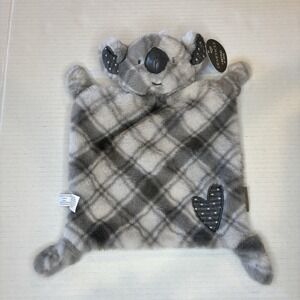 Demdaco KOALA KISSES Rattle Teether Blankie Security Blanket Lovey Gray NWT